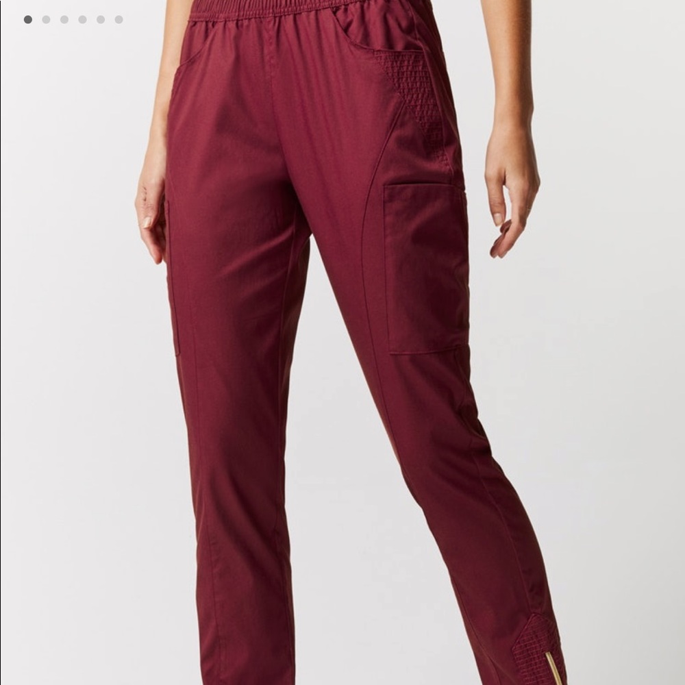 Jaanuu Rose Wine Moto Scrub Pants